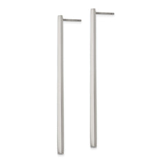 Chisel Stainless Steel Polished Long Bar Post Dangle Earrings