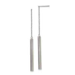 Stainless Steel Polished Bar Post Dangle Earrings