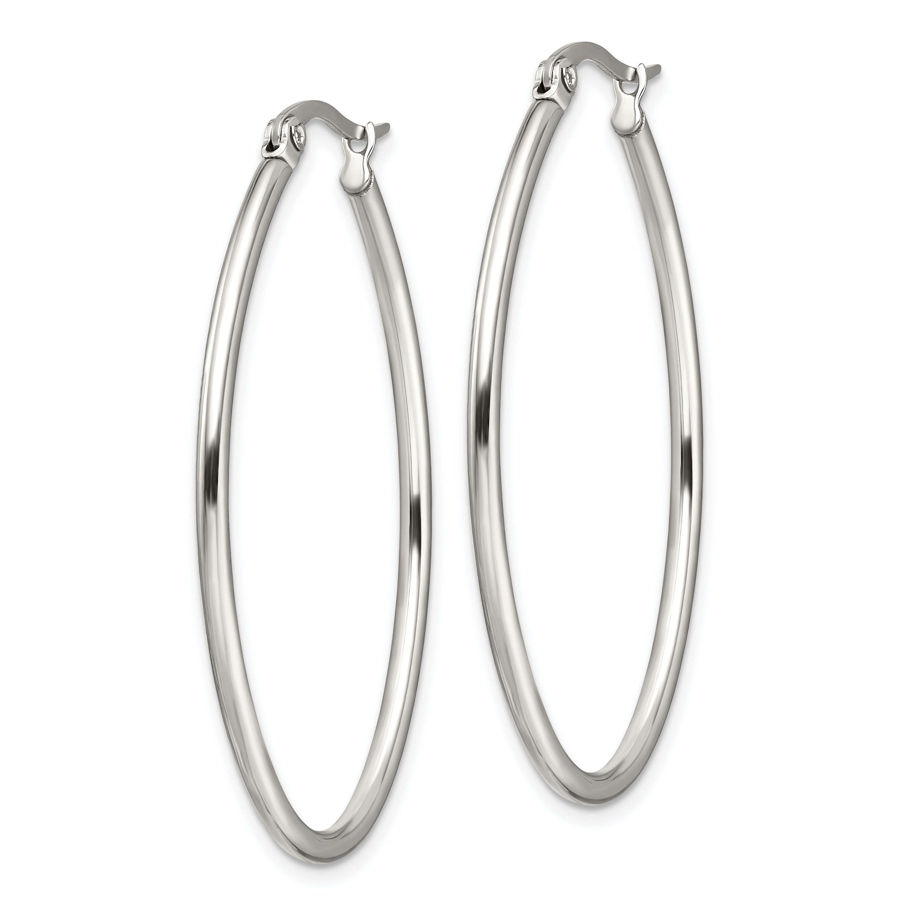 Sophia Jewelers Polished Stainless Steel Women's Oval Hoop Earrings