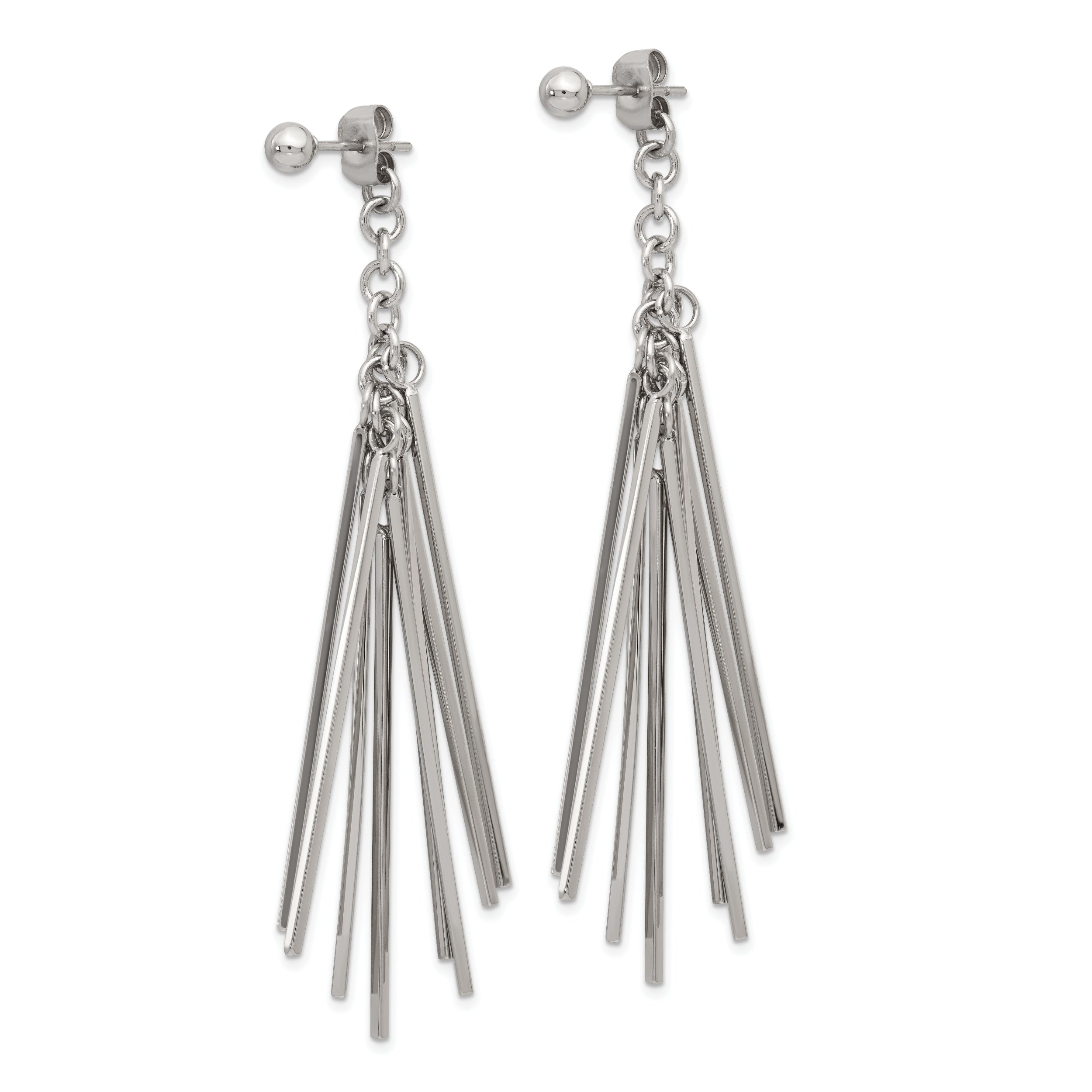 Chisel Stainless Steel Polished Multi Bar Front and Back Post Dangle Earrings