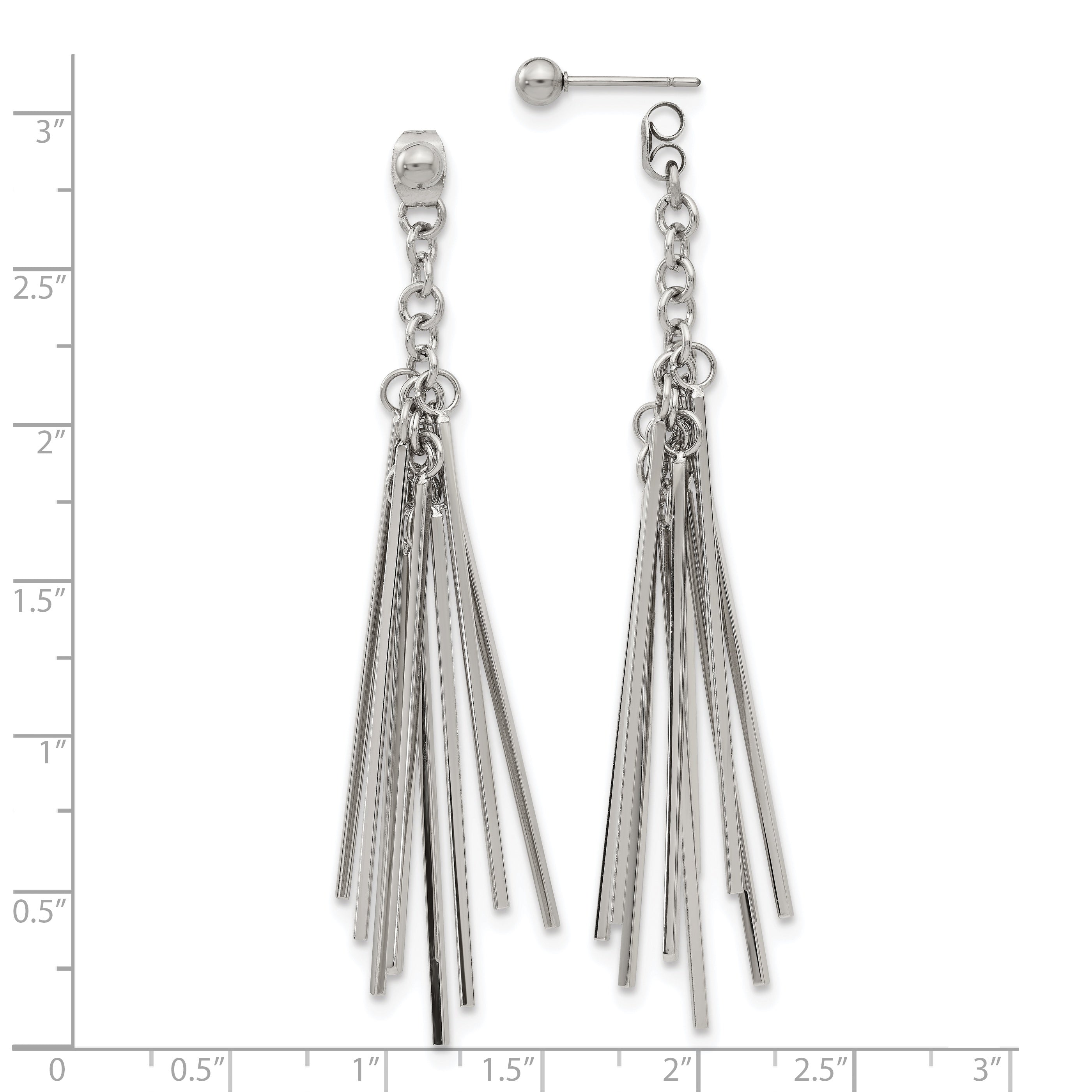 Chisel Stainless Steel Polished Multi Bar Front and Back Post Dangle Earrings