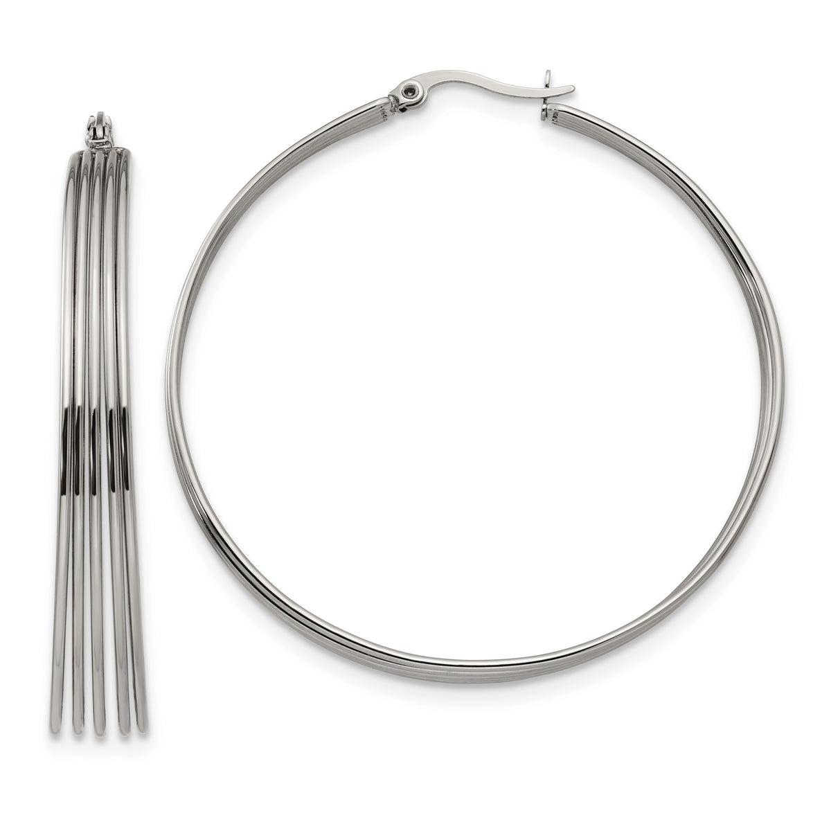 Chisel Stainless Steel Polished Wire Hoop Earrings