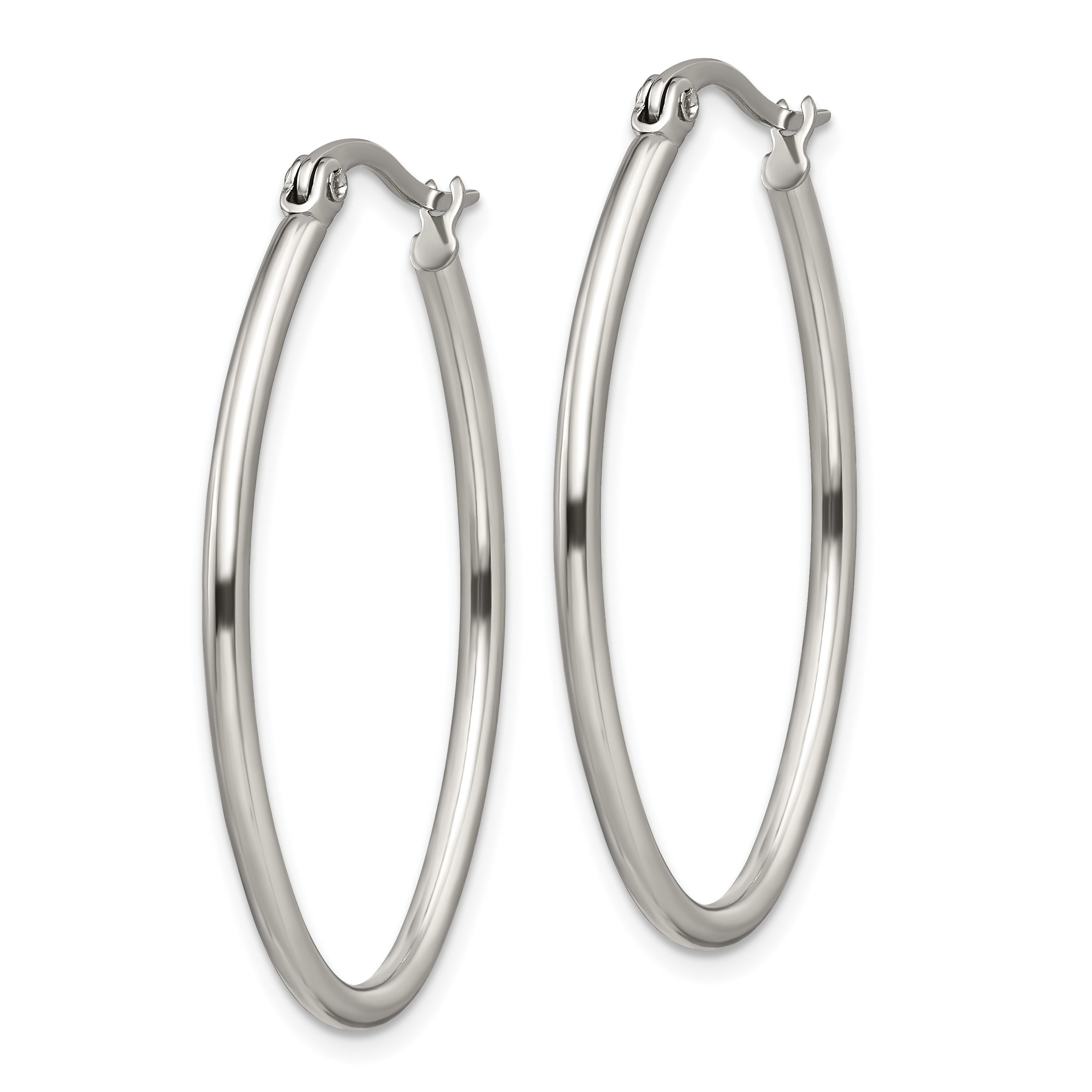 Sophia Jewelers Women's Polished Stainless Steel Oval Hoop Earrings Gift Ready