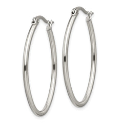 Sophia Jewelers Women's Polished Stainless Steel Oval Hoop Earrings Gift Ready