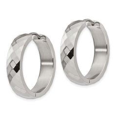 Chisel Stainless Steel Polished and Textured 6mm Hinged Hoop Earrings