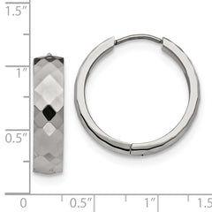 Chisel Stainless Steel Polished and Textured 6mm Hinged Hoop Earrings