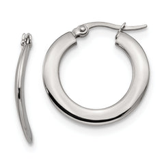 Chisel Stainless Steel Polished Curved Hoop Earrings