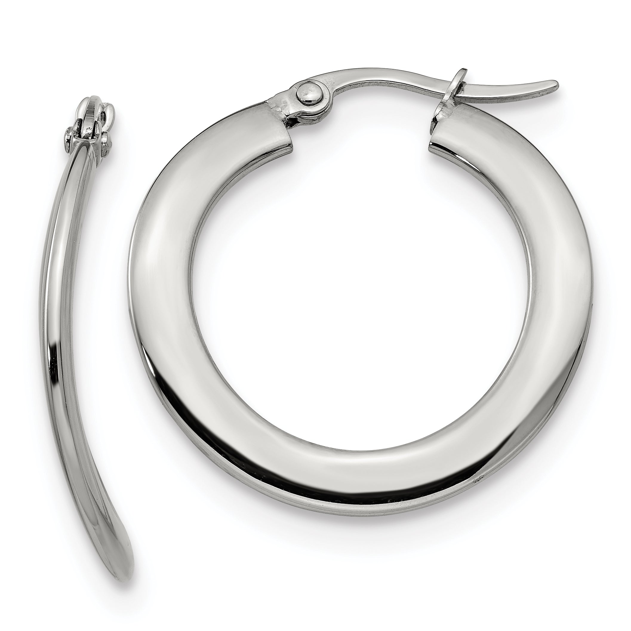 Chisel Stainless Steel Polished Curved Hoop Earrings