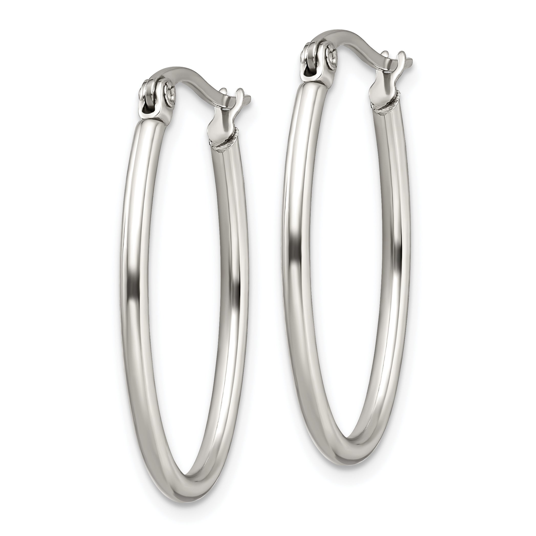 Sophia Jewelers Polished Stainless Steel Women's Oval Hoop Earrings