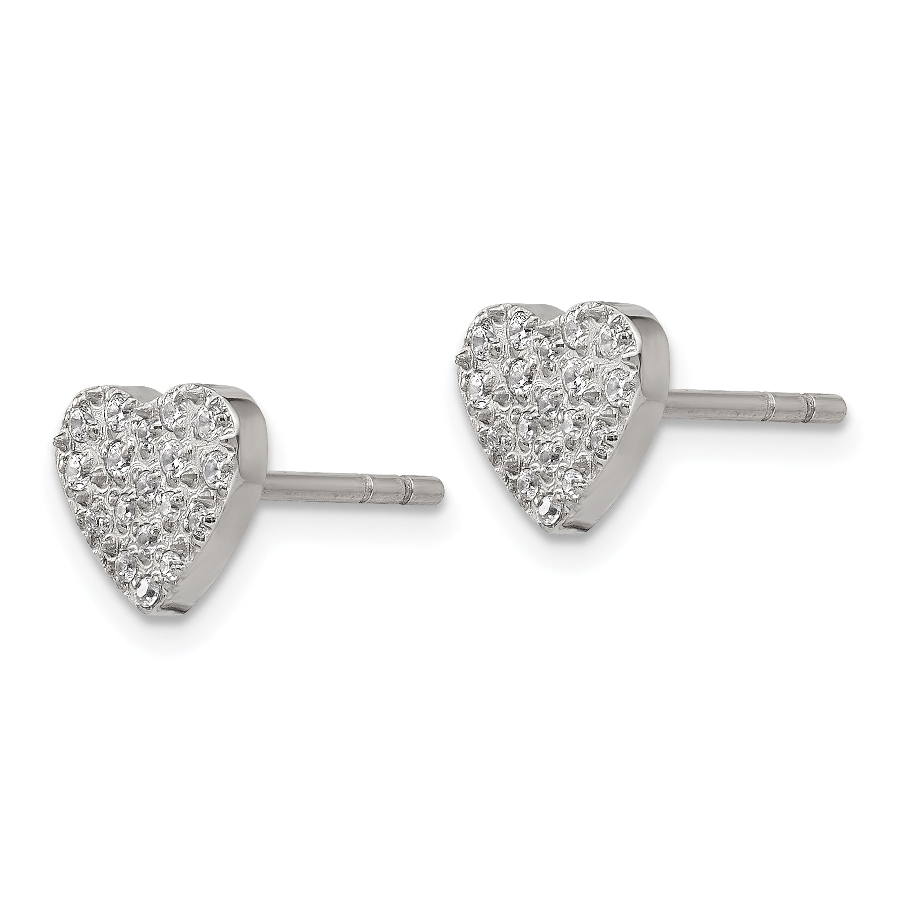 Chisel Stainless Steel Polished with CZ Heart Post Earrings