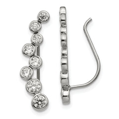 Chisel Stainless Steel Polished with CZ Ear Climbers