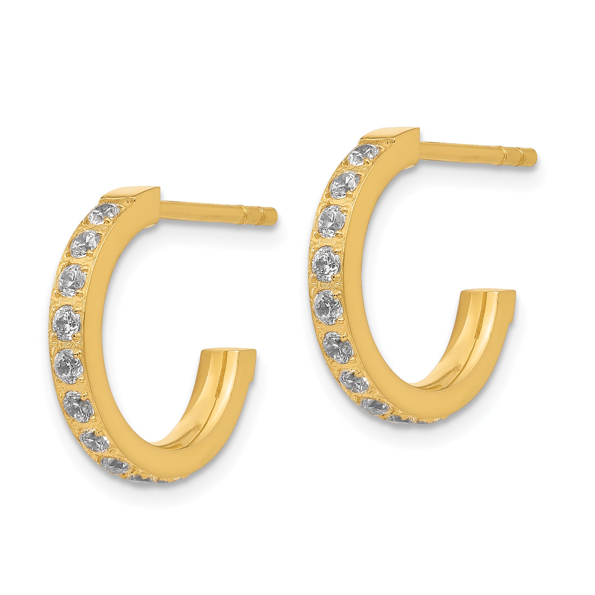 Chisel Stainless Steel Polished Yellow IP-plated with CZ Post Hoop Earrings