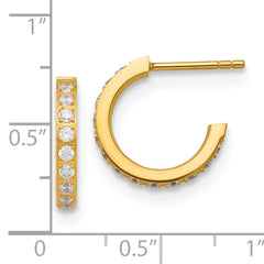 Chisel Stainless Steel Polished Yellow IP-plated with CZ Post Hoop Earrings