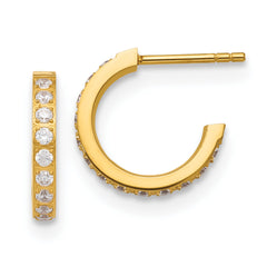 Chisel Stainless Steel Polished Yellow IP-plated with CZ Post Hoop Earrings