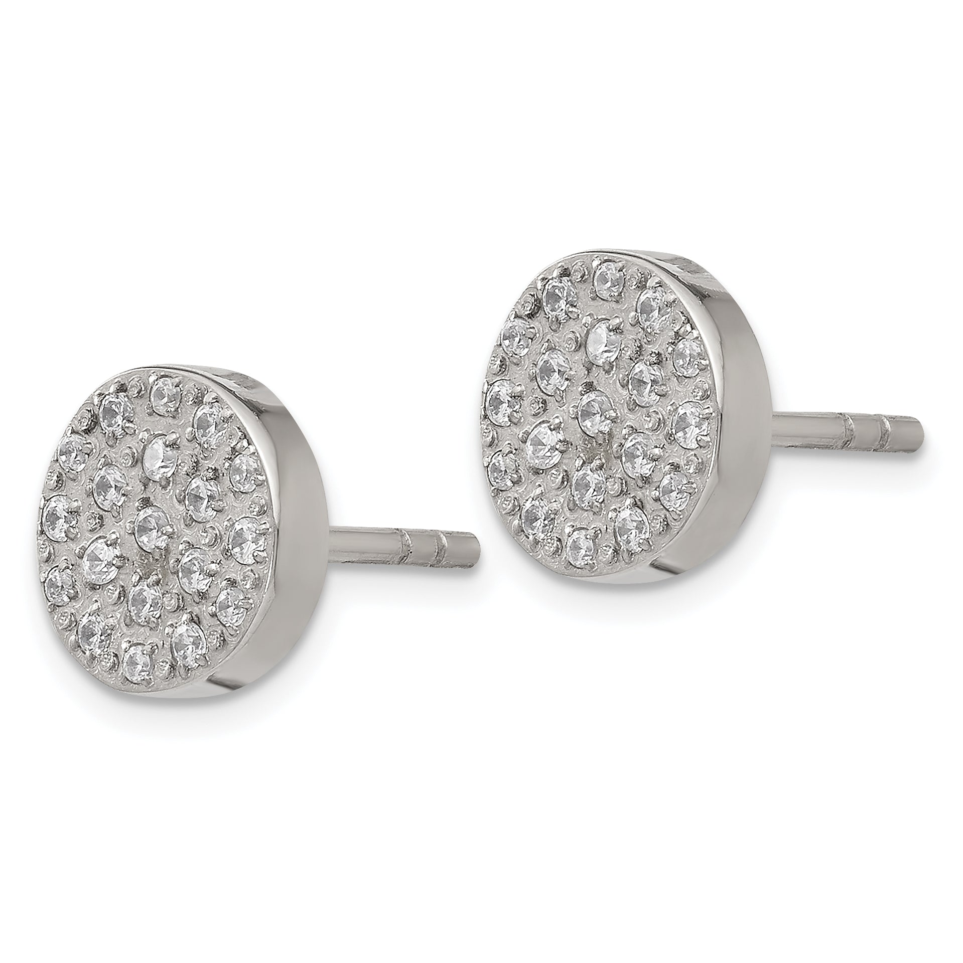 Chisel Stainless Steel Polished with CZ Post Earrings