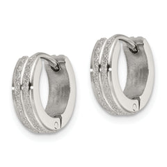 Chisel Stainless Steel Polished Laser cut 4mm Hinged Hoop Earrings