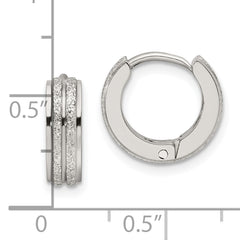 Chisel Stainless Steel Polished Laser cut 4mm Hinged Hoop Earrings