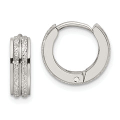 Chisel Stainless Steel Polished Laser cut 4mm Hinged Hoop Earrings