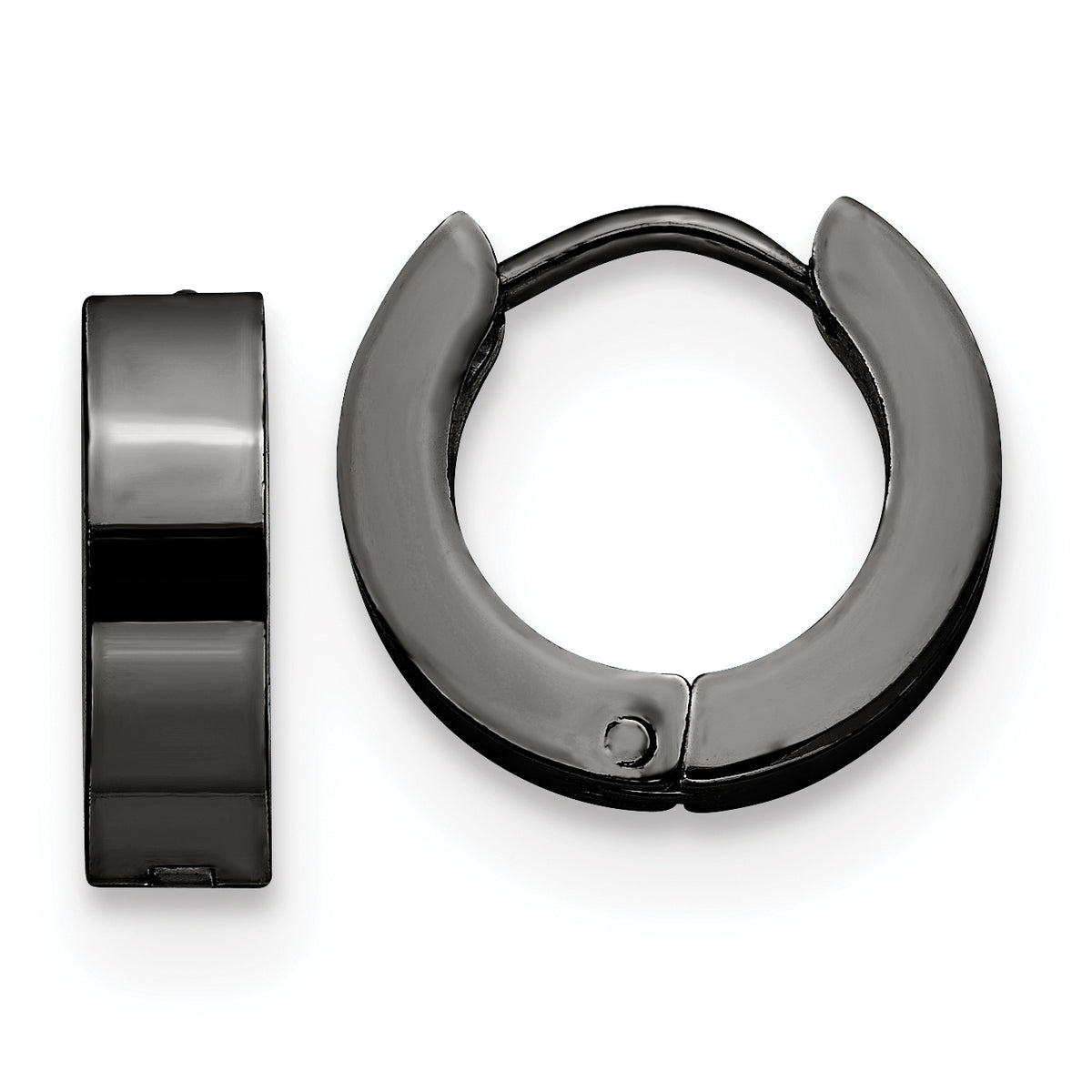 Chisel Stainless Steel Polished Black IP-plated 4mm Hinged Hoop Earrings