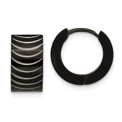 Chisel Stainless Steel Polished Black IP-plated 7mm Hinged Hoop Earrings