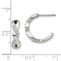 Chisel Stainless Steel Polished with Crystals from Swarovski Post Hoop Earrings