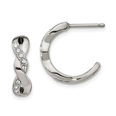 Chisel Stainless Steel Polished with Crystals from Swarovski Post Hoop Earrings