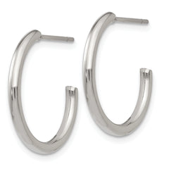 Sophia Jewelers Polished Stainless Steel C-Hoop Earrings with Gift Pouch