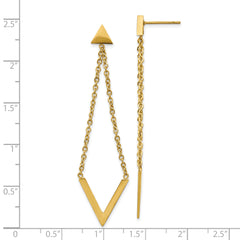 Chisel Stainless Steel Polished Yellow IP-plated Triangle Post V Dangle Earrings