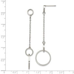 Chisel Stainless Steel Polished Circle Post Dangle Earrings