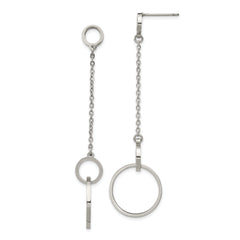 Chisel Stainless Steel Polished Circle Post Dangle Earrings