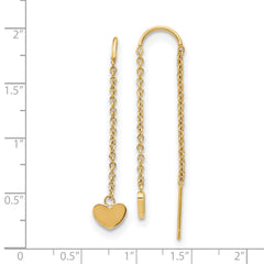 Chisel Stainless Steel Polished Yellow IP-plated Threader Heart Dangle Earrings