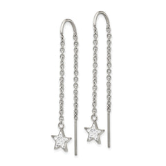 Chisel Stainless Steel Polished with Preciosa Crystal Star Threader Earrings