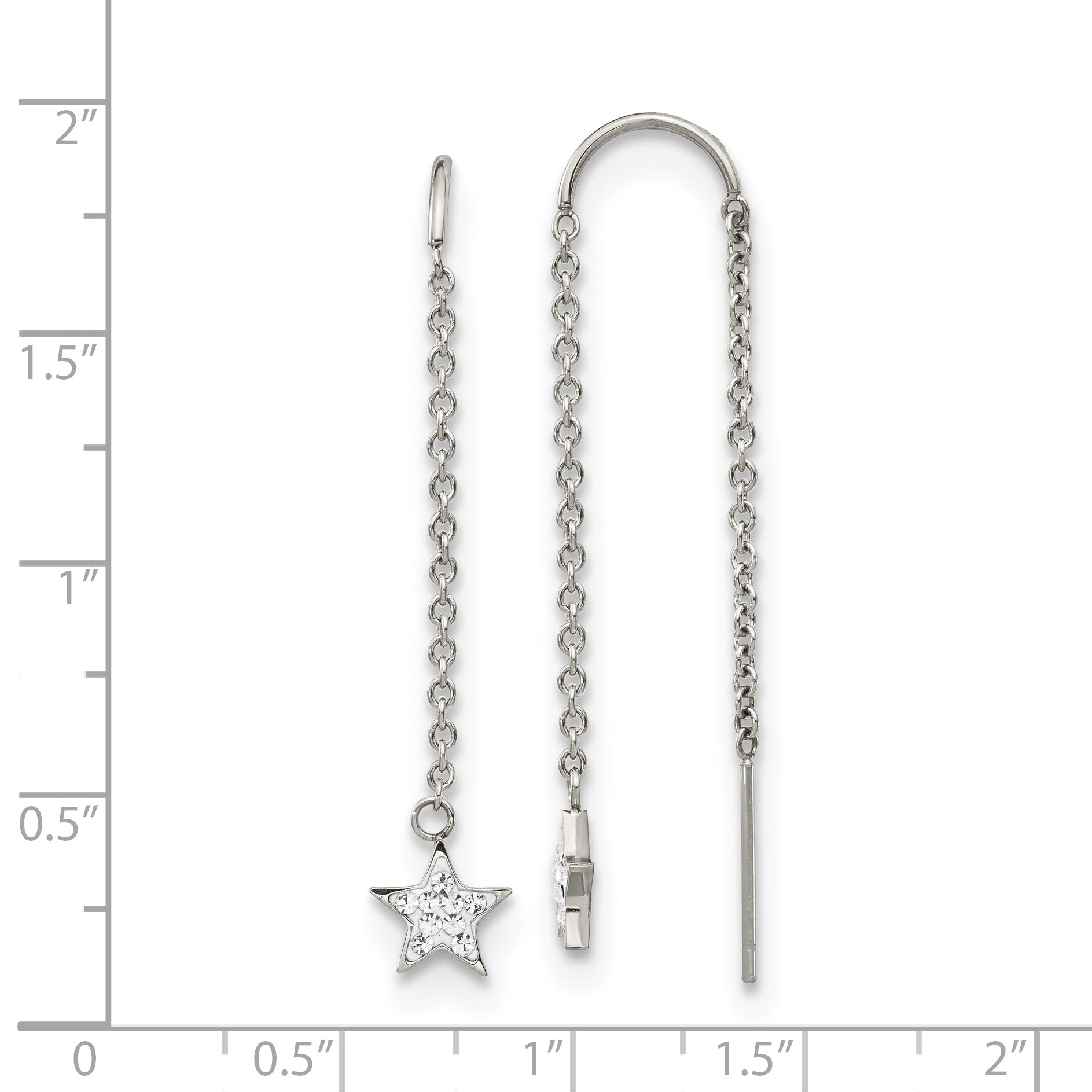 Chisel Stainless Steel Polished with Preciosa Crystal Star Threader Earrings