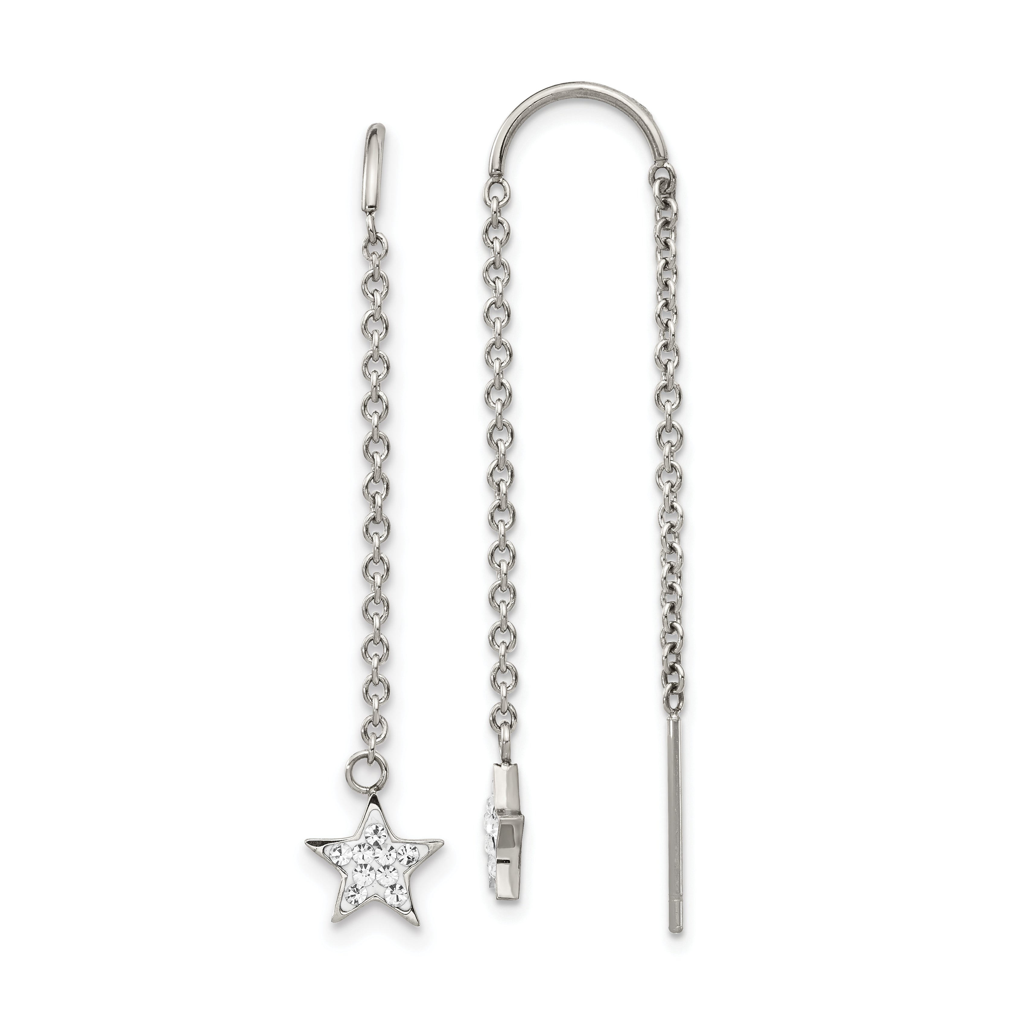 Chisel Stainless Steel Polished with Preciosa Crystal Star Threader Earrings