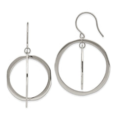 Chisel Stainless Steel Polished Circles Dangle Shepherd Hook Earring