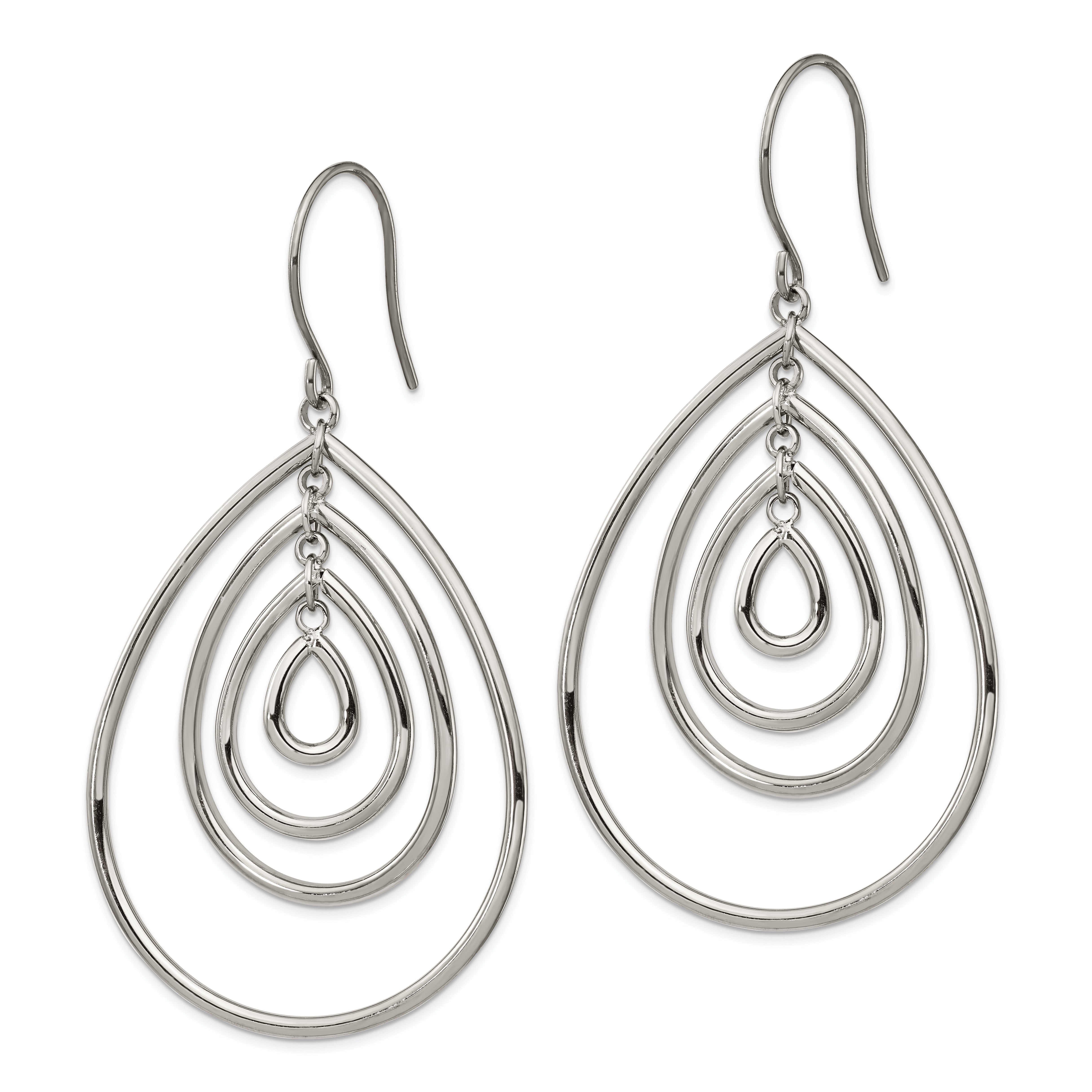 Chisel Stainless Steel Polished Dangle Shepherd Hook Earrings