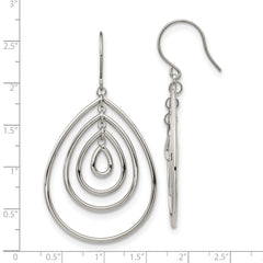 Chisel Stainless Steel Polished Dangle Shepherd Hook Earrings