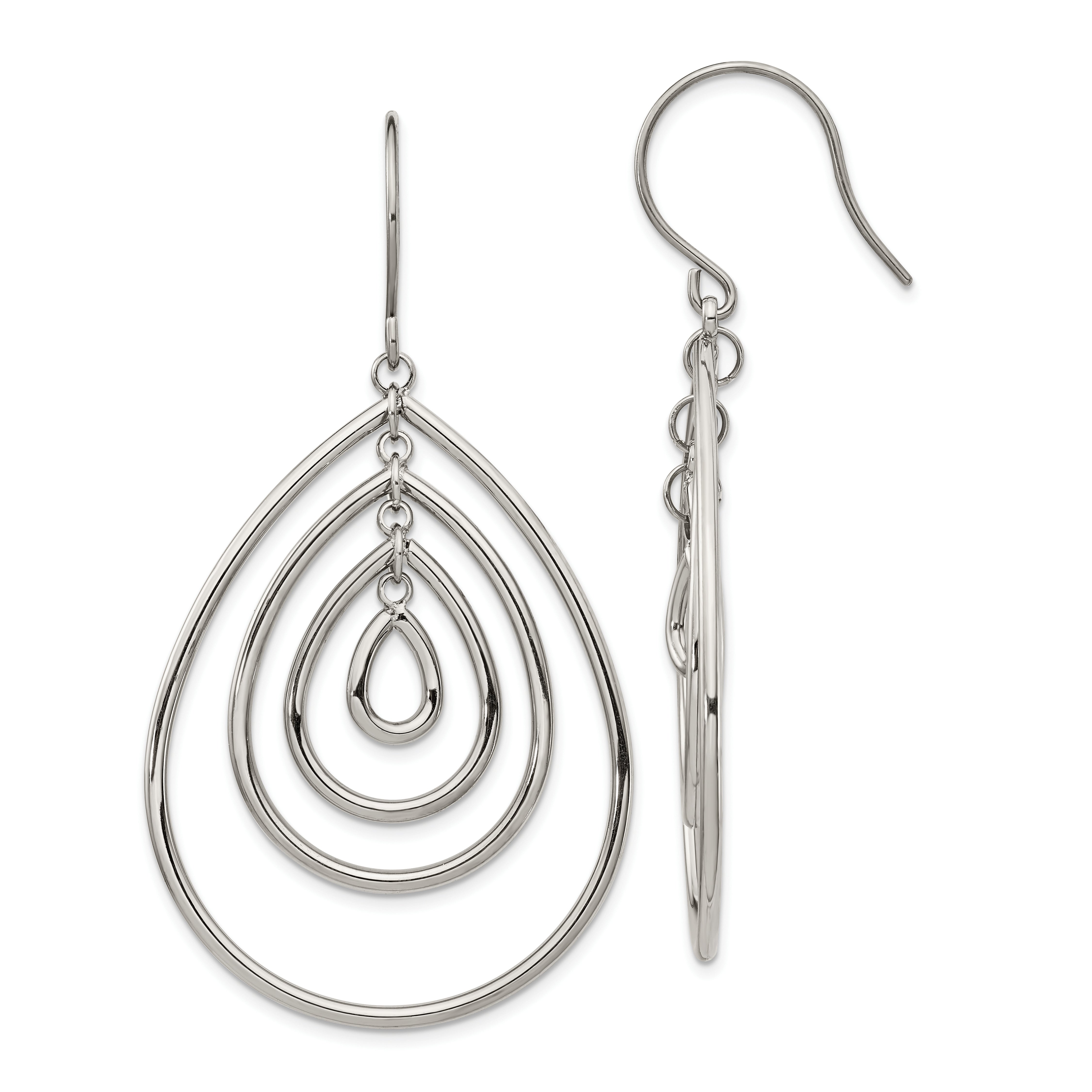 Chisel Stainless Steel Polished Dangle Shepherd Hook Earrings