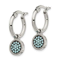 Chisel Stainless Steel Polished with Preciosa Crystal Circle Dangle Hoop Earrings