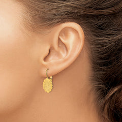 Chisel Stainless Steel Polished Yellow IP-plated Etched Our Lady of Guadalupe Omega Back Earrings