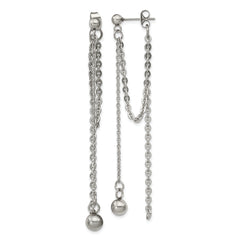 Chisel Stainless Steel Polished Multi Chain Front and Back Post Dangle Earrings