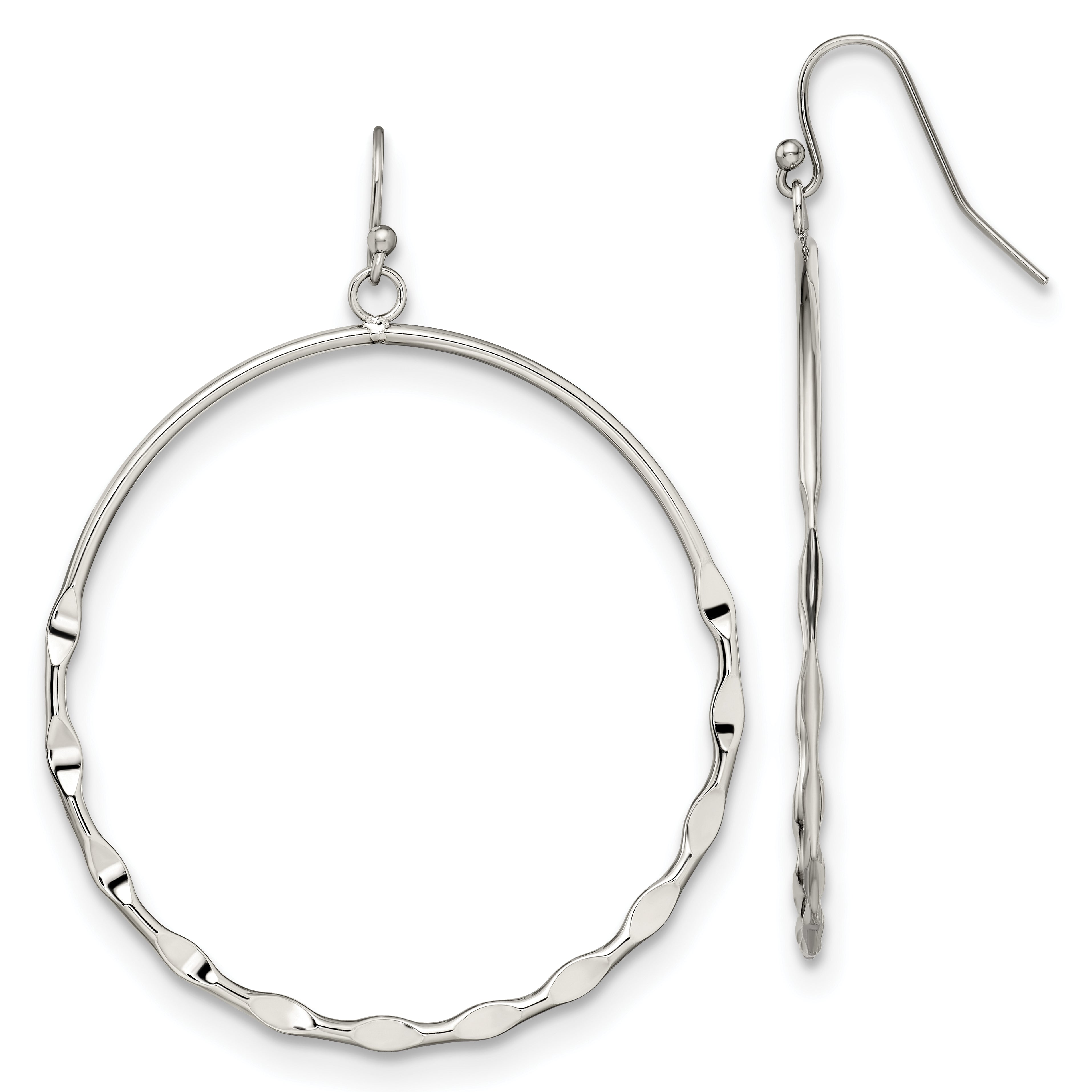 Chisel Stainless Steel Polished Hoop Dangle Shepherd Hook Earrings