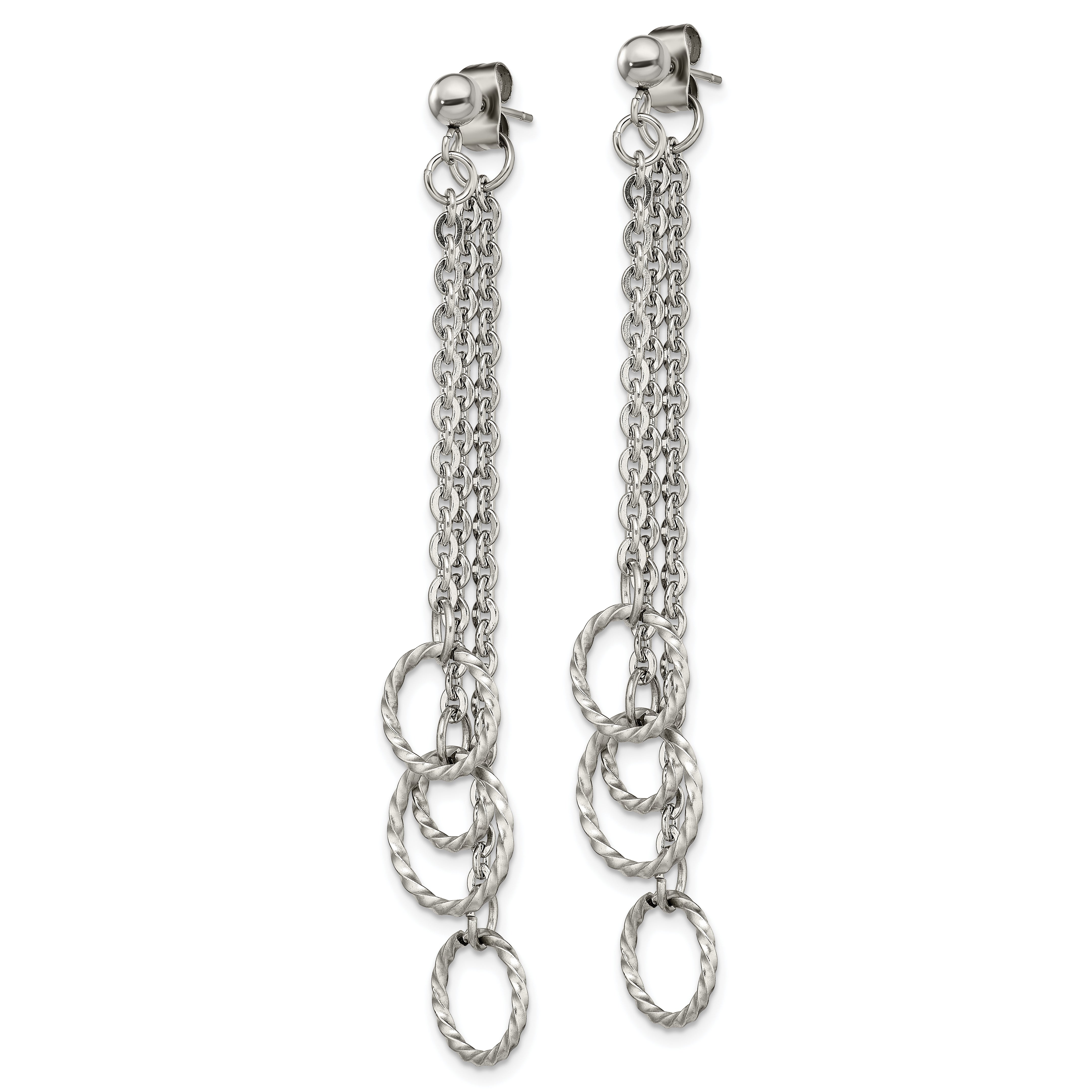 Chisel Stainless Steel Polished Multi Circles Front and Back Post Dangle Earrings