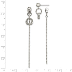 Stainless Steel Polished Twisted Bar Front and Back Post Dangle Earrings