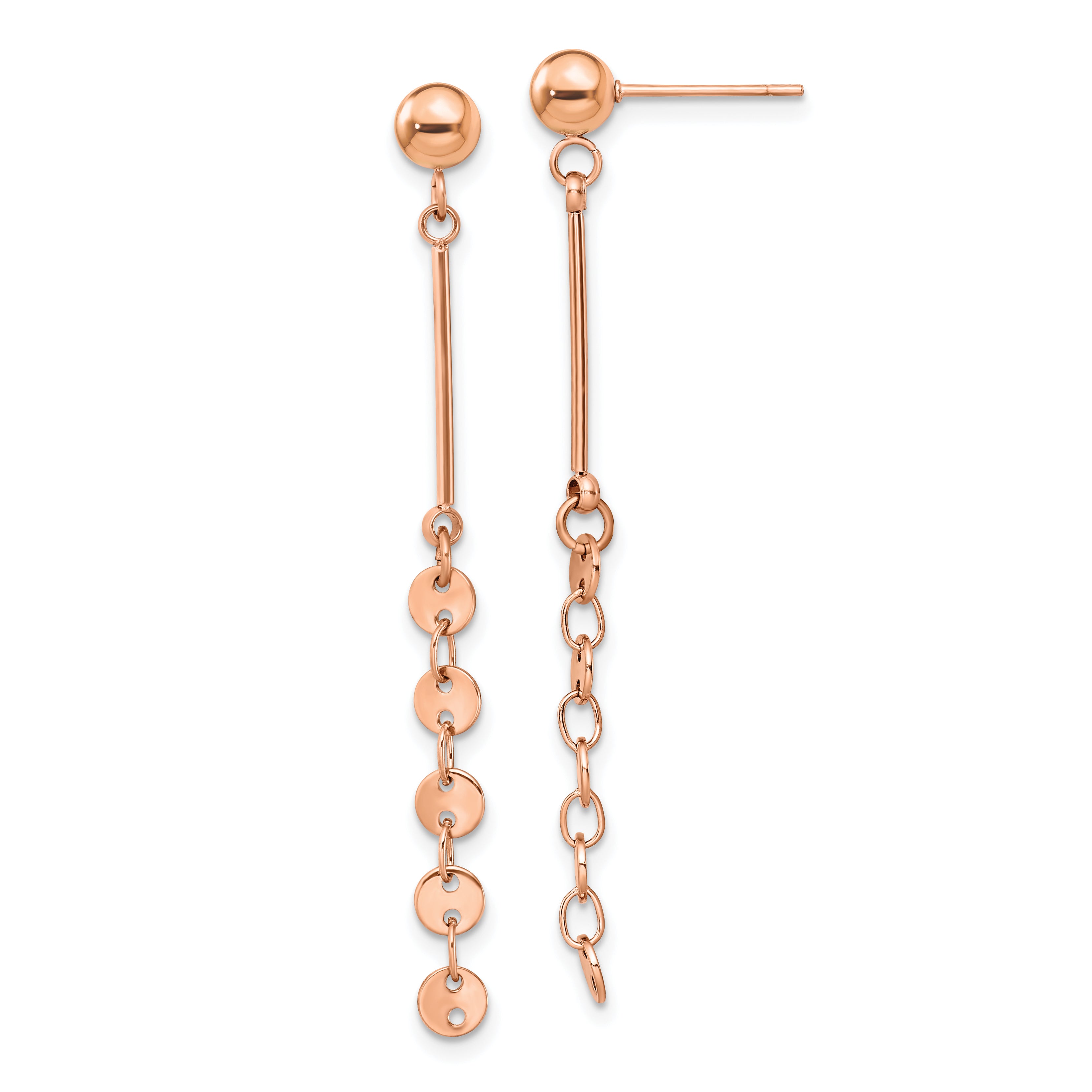 Chisel Stainless Steel Polished Rose IP-plated Post Dangle Earrings