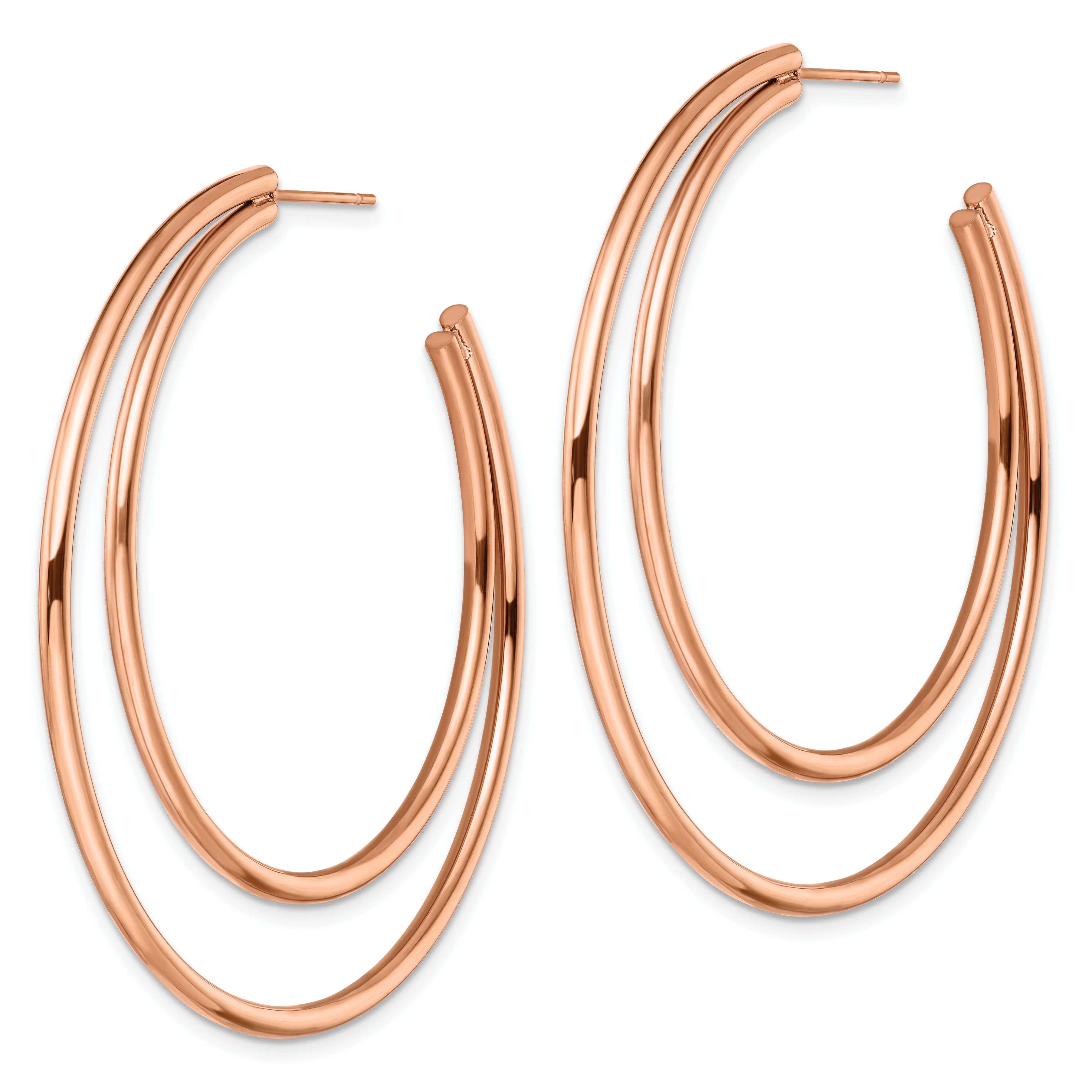 Chisel Stainless Steel Polished Rose IP-plated Post Hoop Earrings