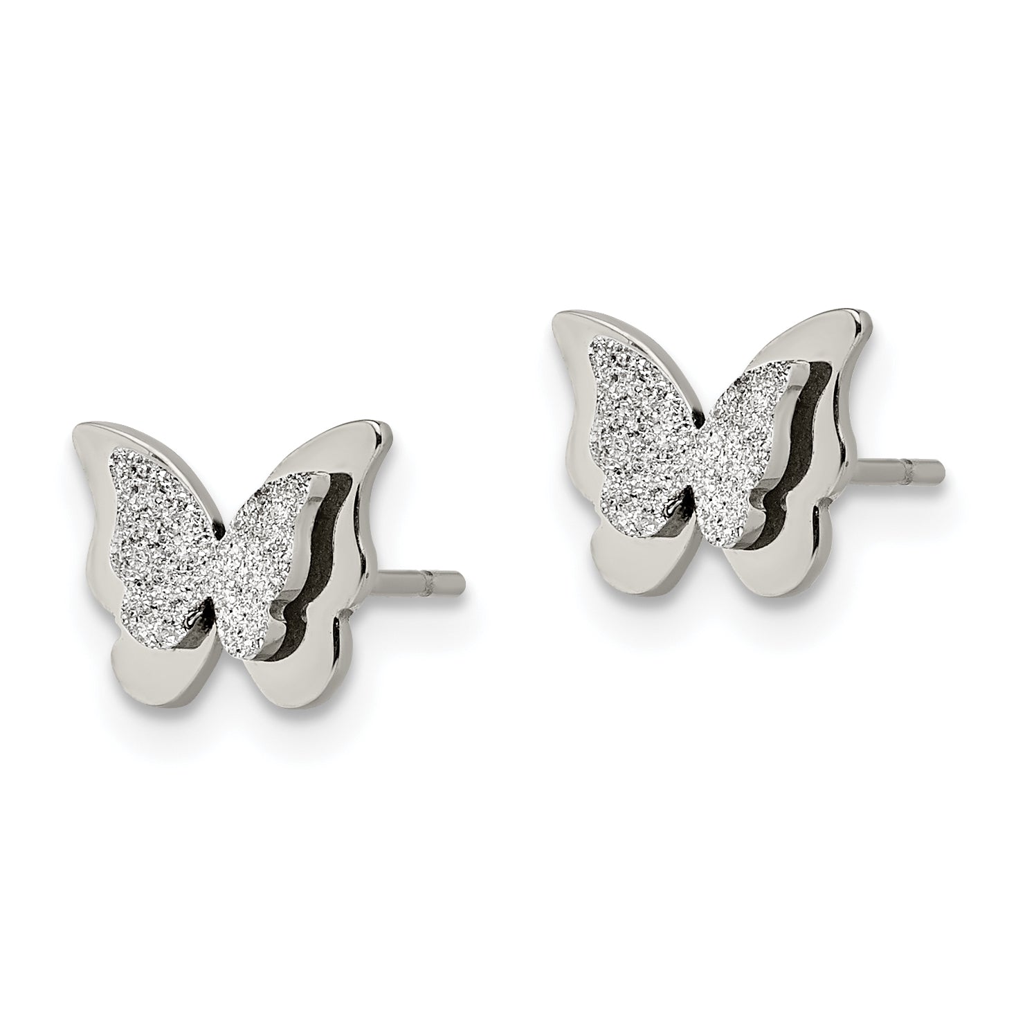 Chisel Stainless Steel Polished Glitter Butterfly Post Earrings