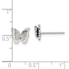 Chisel Stainless Steel Polished Glitter Butterfly Post Earrings