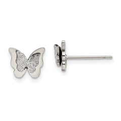 Chisel Stainless Steel Polished Glitter Butterfly Post Earrings