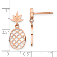 Chisel Stainless Steel Polished Rose IP-plated Pineapple Post Dangle Earrings